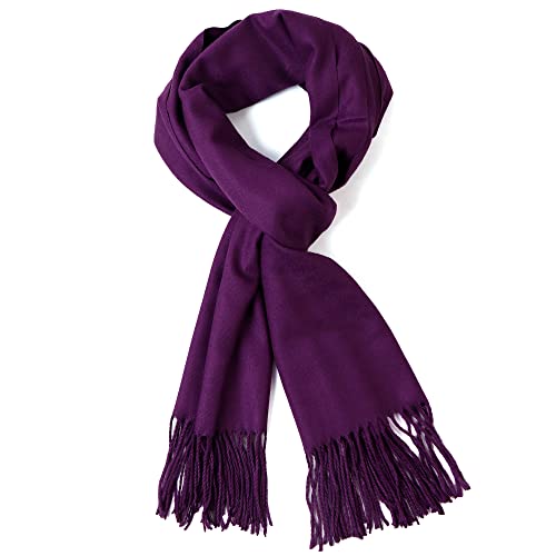 AMERICHAMP Super Soft Elegant Scarf for Women Men Cashmere Feel Winter Fall Fashion fringe Gift Lightweight solid cozy