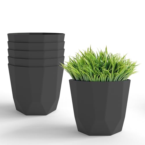 Image of YUCCABE ITALIA SHERA Hexa Plastic Planter Pot for Plants | Decorative Flower Pot | UV Protected Lightweight Indoor Outdoor Gamla for Home Decor, Balcony, Garden & Living Room