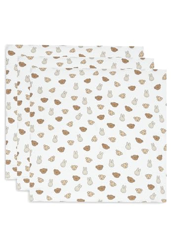 Jollein Pañuelo de muselina para bebé, 3 unidades, 70 x 70 cm, 100% algodón, con certificado Oeko-Tex, diseño de Miffy and Friends