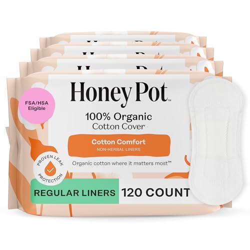Image of The Honey Pot Company - 120ct - Non-Herbal Everyday Panty Liners for Women - Organic Cotton Cover & Ultra-Absorbent Pulp Core - Sanitary Pads - Feminine Care