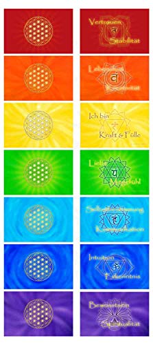 atalantes spirit Blume des Lebens Chakrakarten - 7 Stück, Chakraset - Chakrenbild Balance...