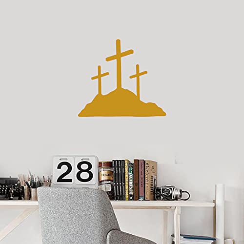 Image of Calvary Crosses Christian Jesus (Metallic Gold) (Set Of 2) Premium Waterproof Vinyl Decal Stickers For Laptop Phone Accessory Helmet Car Window Bumper Mug Tuber Cup Door Wall Decoration