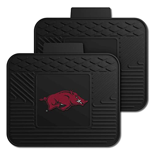 FANMATS 12276 NCAA Arkansas Razorbacks Back Row Utility Car Mats - 2 Piece Set, 14in. x 17in., All Weather Protection, Universal Fit, Deep Resevoir Design, Molded Team Logo