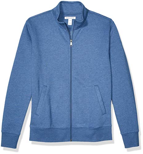 Amazon Essentials Men's Standard Full-Zip Fleece Mock Neck Sweatshirt, Blue Heather Large