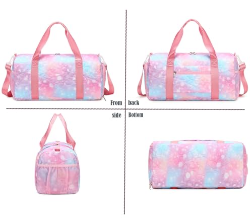 Girls Dance Bag with Shoe Compartments,Gymnastics Bag Overnight Weekender Bag Teen Gym Bag Travel Duffle Sleepover Carry On Bag (Purple)2
