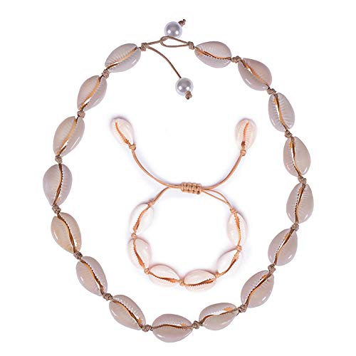 DZH Enjoy Collar y Collar de Conchas de Concha Natural Boho Hechos a Mano Concha Seashell Gargantilla Collar Hawaii Beach Gypsy joyería para Mujeres niñas