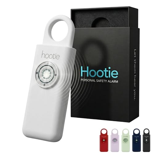 HOOTIE Personal Safety Alarm for Women Men and Kids 130dB Personal Alarm Keychain Pull Pin Safety Alarm Keychain with Strobe Light Self-Defense Alarm for Campus Travel and Running White