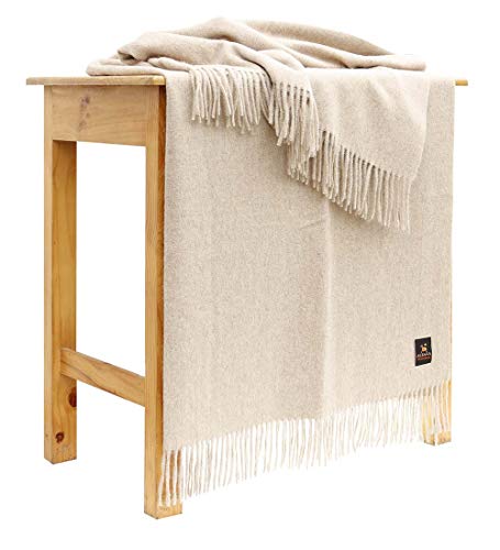 Superfine Alpaca Wool Throw Blanket - Lightweight Alpaca Merino Wool Throw Blankets For Using Indoors Or Outdoors | Soft Peruvian Alpaca Blanket Wool Blanket Solid Color 72" X 60" (Beige) #TOP1