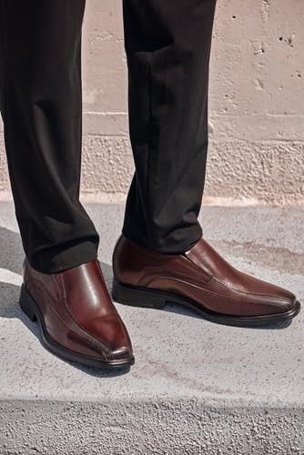 Image of CALTO Men's Invisible Height Increasing Elevator Shoes - Dark Brown Leather Slip-on Super Lightweight Formal Loafers - 3 Inches Taller - G60125 - Size 8.5 D(M) US