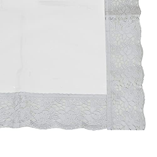Image of Table Cloth, Center Table Cover, PVC Rectangular Table Cover, 15 mm Thick, Dining Table Cover 6 Seater for Home, Hotel, Office & Restaurant, White Lace (60x90 Inch)