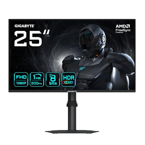 GIGABYTE G25F2 Monitor Gaming 24,5″ FHD – 1920 x 1080, 200Hz, 1ms, 300 CD/m², DisplayHDR 10, HDMI 2.0, DisplayPort 1.4