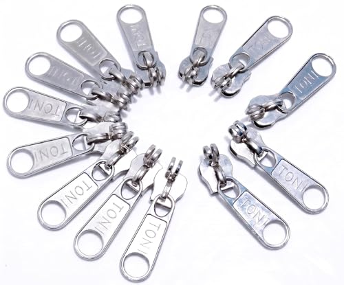 On Blow 20-Piece Universal Zipper Repair Kit - Steel Zip Slide Runners (Size 5 & 8 Combo) | 10 Pcs Each Heavy Duty Fasteners & Pullers for Jackets, Luggage, Backpacks & Tents | Durable Metal Sliders (Silver Finish)