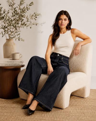 Image of GRECIILOOKS Denim Jeans for Women High Rise Waist | Relaxed Baggy Jeans for Woman Bootcut Wide Leg | Casual Loose Fit Denim Jean with Secure Zip & Button Closure | Stylish Everyday Wear Pant