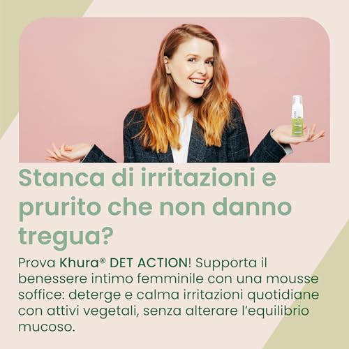 Detergente Intimo Donna Per Stati Irritativi Ph 6.5 Ideale Anche In Menopausa Mousse Con Attivi Naturali Betulla Melissa Camomilla E Acido Ialuronico 150 Erogazioni Khura Action Dott. Cagnola 150Ml - 2