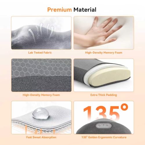 Yunari Cordless Triple Fusion Back Massager, Heated Lumbar Pillow (Gray) - image 7