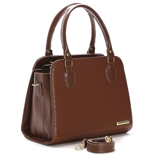 Bolsa Tote Santorini Handbag Bicolor, Design Moderno, Alças Duplas, Material Sintético. (Marrom)
