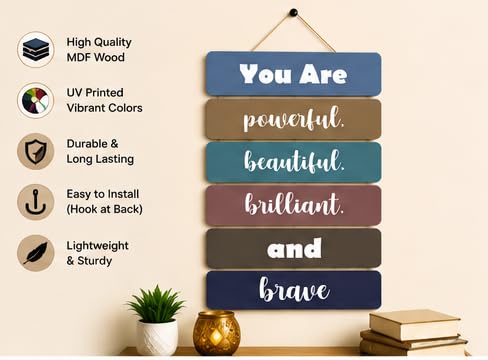 Image of Motivational Quote Wall Hanging for Home Decor | What You Think You Become, What You Feel You Attract, What You Imagine You Create MDF Wooden Wall Art | Office, Living Room & Meditation Decor (WH-41)