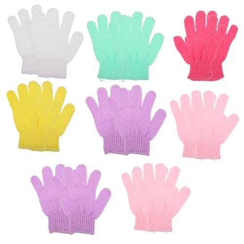 DEARMAMY 16 Piezas Guantes Exfoliantes de Ducha Guantes de Baño Doble Cara para Limpieza Profunda para Cuerpo Suave y Circulación Sanguínea
