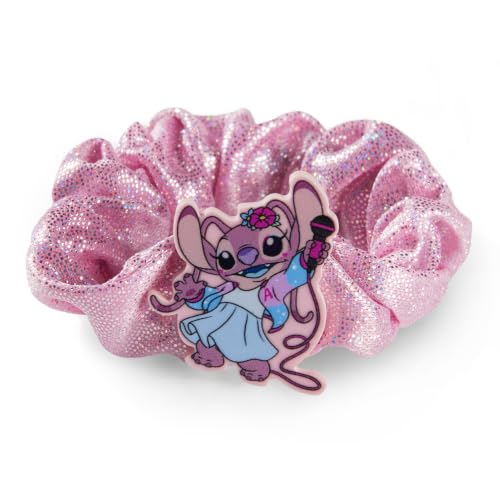 Image of Disney Stitch and Angel Hair Scrunchies, Shimmering Glitter Satin Hair Ties, 3PCS Cute Character Ponytail Holders Gift Set for Toddlers Girls