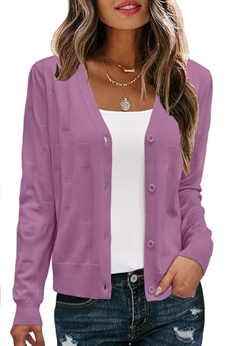Image of Arach&Cloz Women's Soft Cropped Cardigan Casual Lightweight Shrug Sweater Tops