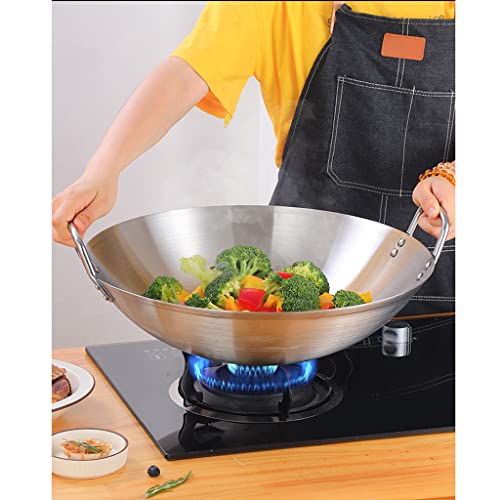 Wok de acero inoxidable doble asa 34cm-70cm sin recubrimiento miniatura 2