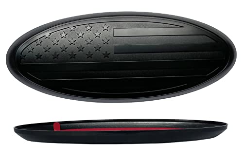Image of Replacement for Ford Emblem,9 inch Overlay Emblem Front Grille Tailgate Rear Oval American Black Flag Badge for Ford F150 04-14, 11-14 Edge, 11-16 Explorer, 06-11 Ranger, 07-14 Expedition