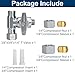 Brass Angle Stop Add-A-Tee Valve, 3/8 x 3/8 x 1/4 Compression Tee Valve,Feed Water Adapter for Refrigerators, Ice maker, Reverse Osmosis,RO Water Filter Systems, 3 Way Diverter Water Line Splitter