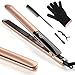 Glätteisen Haarglätter Ceramic Straight für glatte & glänzende Haare, 2 in 1 Glätteisen Locken und Glätten, Dual-Spannung 150°C-230°C für alle Haartypen, mit Handschuh (Roségold)