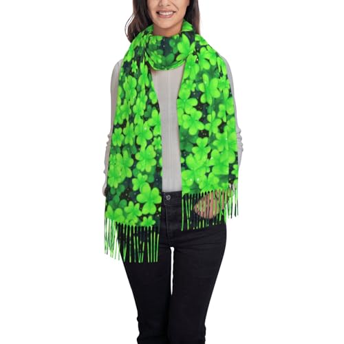 Cashmere Wool Scarf for Lady, Shamrock Wedding Party Lightweight Elegant Cozy Pashmina