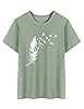 Dresswel Women Peace Dove Feather Graphic Print T-Shirt Crew Neck Short Sleeve Tee Shirts Summer Tops(1-Olive Green,L) #2