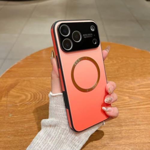 Coque de protection d'objectif en verre pour iPhone 14 Plus orange magnétique de luxe