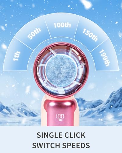 FSUM Portable Handheld Mini Fan with Ice Cooler, Speed (1-199), with LED Display, USB Rechargeable Personal Fan Small Pocket Fans for Travel/Outdoor/Home/Office (PINK) — view 2