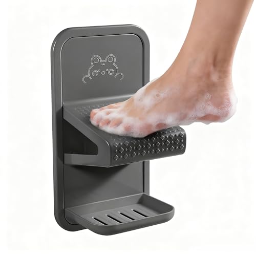 Shower Foot Rest Shower Benches for Inside Shower to Sit On Shower Stool for Shaving Legs - Thickened ABS Shower Foot Stool with Non-Slip Strip Drainable Soap Box StorageDark Gray