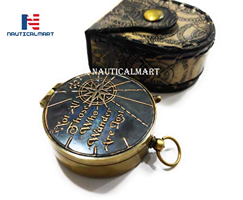 Brújula de latón con estuche de cuero 2 pulgadas miniatura 2