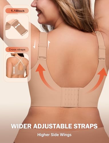 Image of LetsJoli Bras for Women Supportive Wireless Push Up Bra Full Coverage No Underwire Seamless Plus Size for Older Women