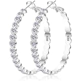 Sterling silver hoops earrings for women Hypoallergenic Heart Hoop Earrings