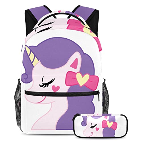 Cartable licorne fille et garçon grand sac à dos étudiant avec trousse crayons