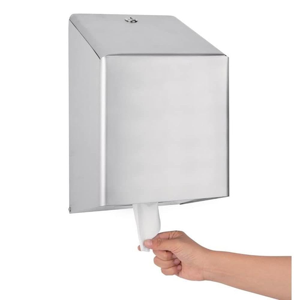 Jantex Edelstahl-Zentralentnahme-Rollenspender, Silber, Größe: 370(H) x 210(B) x 220(T)mm - Passend für Rollen: DL921, DL920, CF971, GD833, CF970 & GD834 - Hochglanz-Design, abschließbar, GJ030