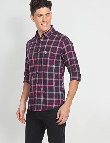 Image of U.S. Polo ASSN. Men's Cotton Regular Fit Tartan Check Twill Casual Shirt