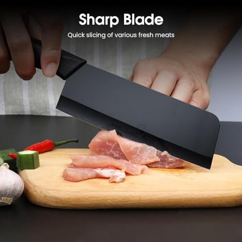 Image of Stainless Steel 3 Pieces Professional Kitchen Knife Set, Meat Knife, Chef's Knife with Non-Slip Handle Sharp Manual Sharpening for Home Kitchen and Restaurant - (Black)