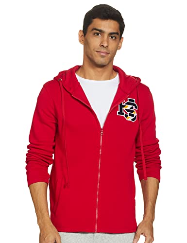 Amazon Brand - House & Shields Men's Cotton Crew Neck Regular Fit Sweatshirt (AW21HDBKSTR06_Mineral red_M_Mineral red_Medium)