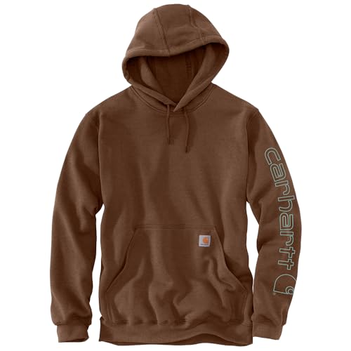 Image of Carhartt Men's Signature Sleeve Logo Midweight Sweatshirt Hooded