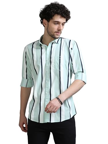Image of Bring It On Regular Fit Striped Lining Cotton Full Sleeve Shirts | Men Stylish Shirt | Casual Shirt with Spread Collar for Men
