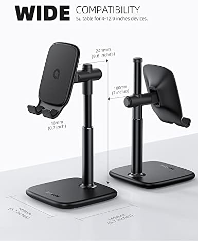 Lamicall Tablet Stand, Adjustable Tablet Holder - Height Angle Adjustable Cradle Mount Dock Desk, for iPad Pro 12.9, 11, 10.5, 9.7, iPad Air mini 6 5 4 3 2, Switch, Samsung Tab, 4"-13" Devices - Black