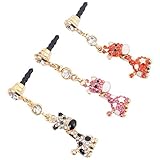  Baluue 3 Uds Tapones Antipolvo Crystal Giraffe Charm Conector para Auriculares Tapón Antipolvo Tapón Antipolvo Creativo para Teléfono Móvil Auriculares Jack 3 5 Mm