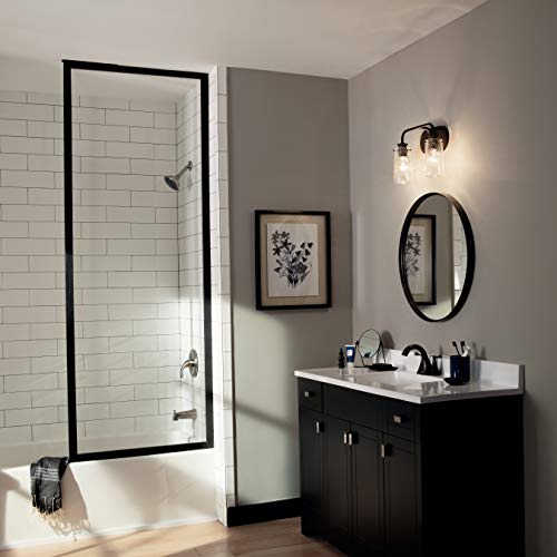 Image of KICHLER Braelyn 14.75 inch 2 Light Vanity Light with Clear Seeded Glass Olde Bronze