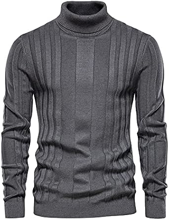 Men's Turtleneck Sweater Chic and Trendy Knitted Pullover Sweater Fitted Casual Sweaters Comfortable Winter Warm