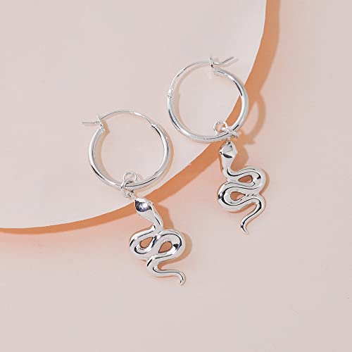Boma Jewelry Sterling Silver Snake Snap Down Closure Tube Hoop Earrings3