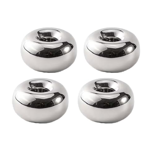 Silver Modern Doughnut Shaped Candlestick Holder (4 Pack)