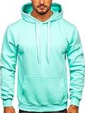 BOLF Herren Kapuzenpullover Hoodie Sweatshirt mit Kapuze Pullover Pulli Langarmshirt Freizeit Sport Fitness Outdoor Casual Style 1004 Mint L [1A1]